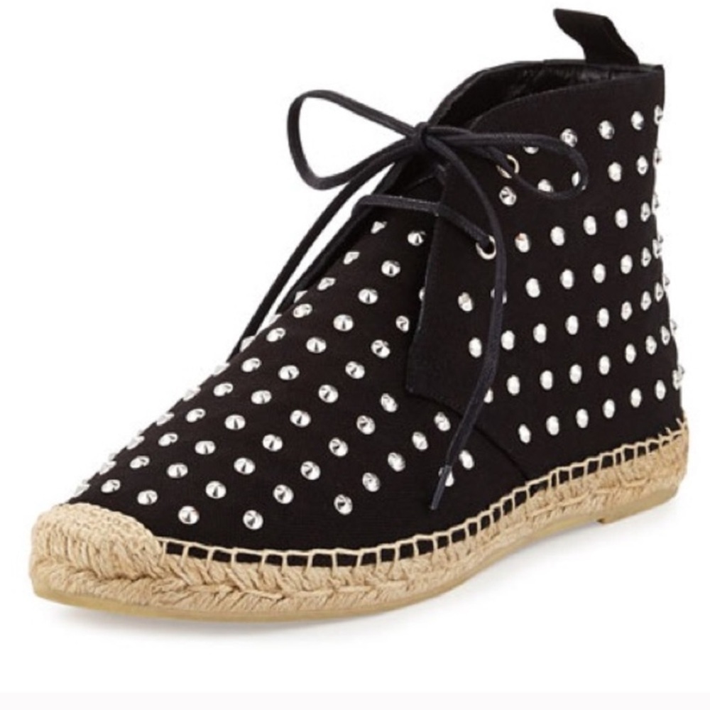 SAINT LAURENT Black Studded High-top Espadrilles